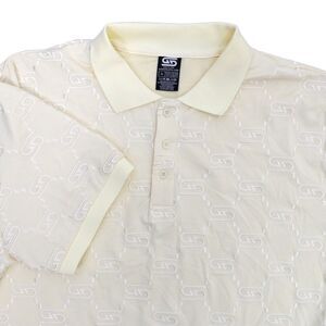Gamersupps Polo Shirt Men's Xl Cream Short Sleeve Embroidered All Over Logo